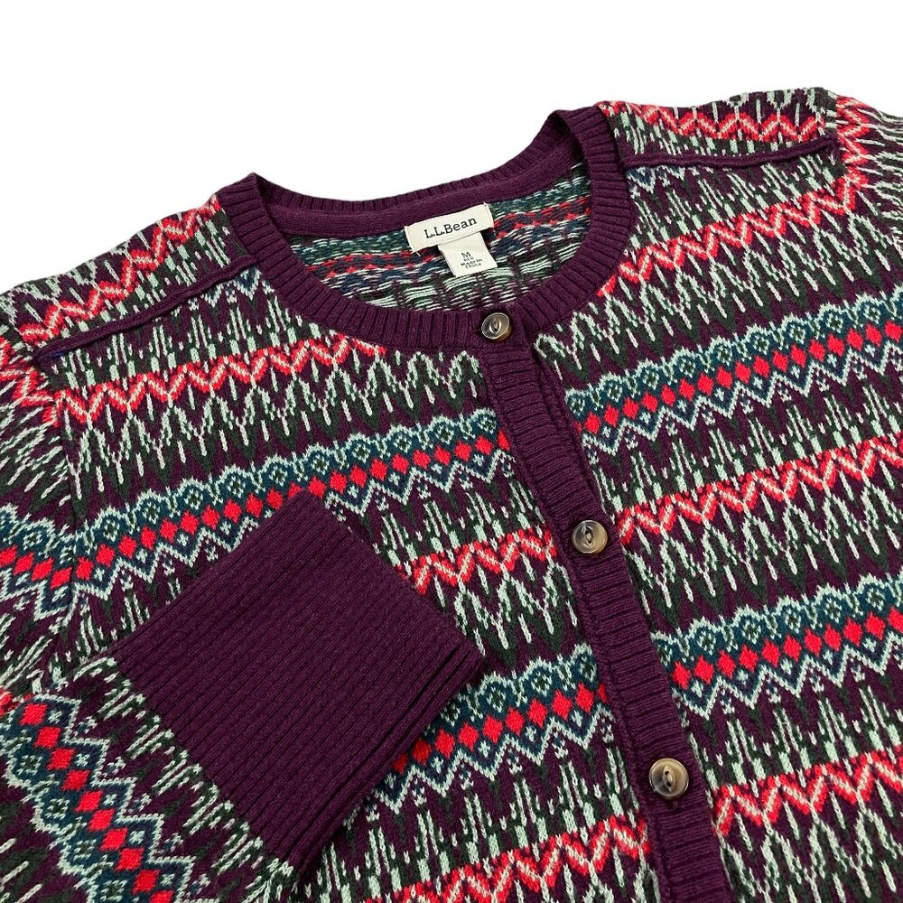 L.L. Bean Multicolor Patterned Cardigan - Picture 4 of 10